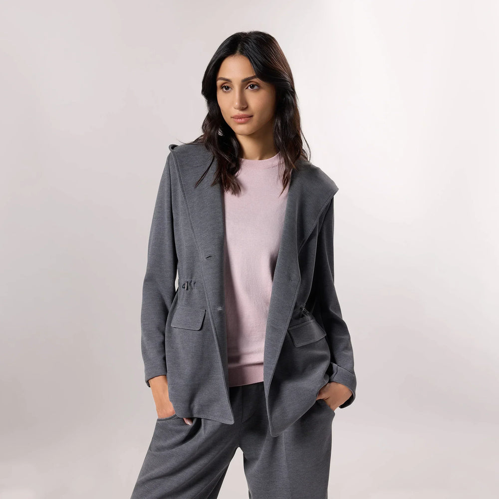 Hooded Blazer - SEASONAL CHARCOAL GREY