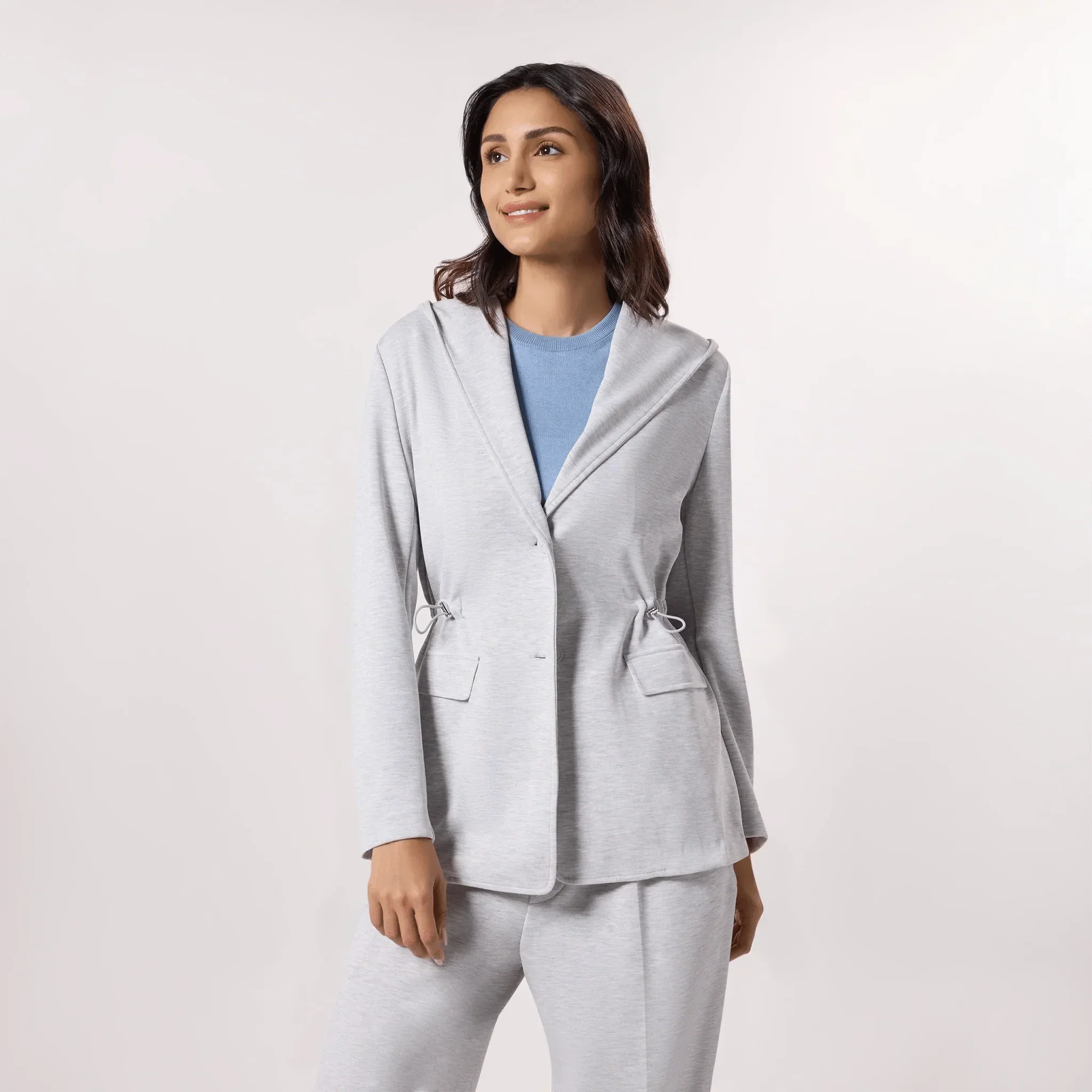 Hooded Blazer - SEASONAL GREY