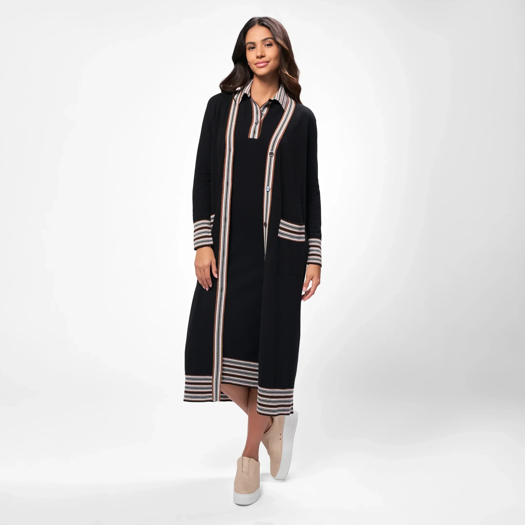Cashmere Maxi Polo Dress - SEASONAL BLACK