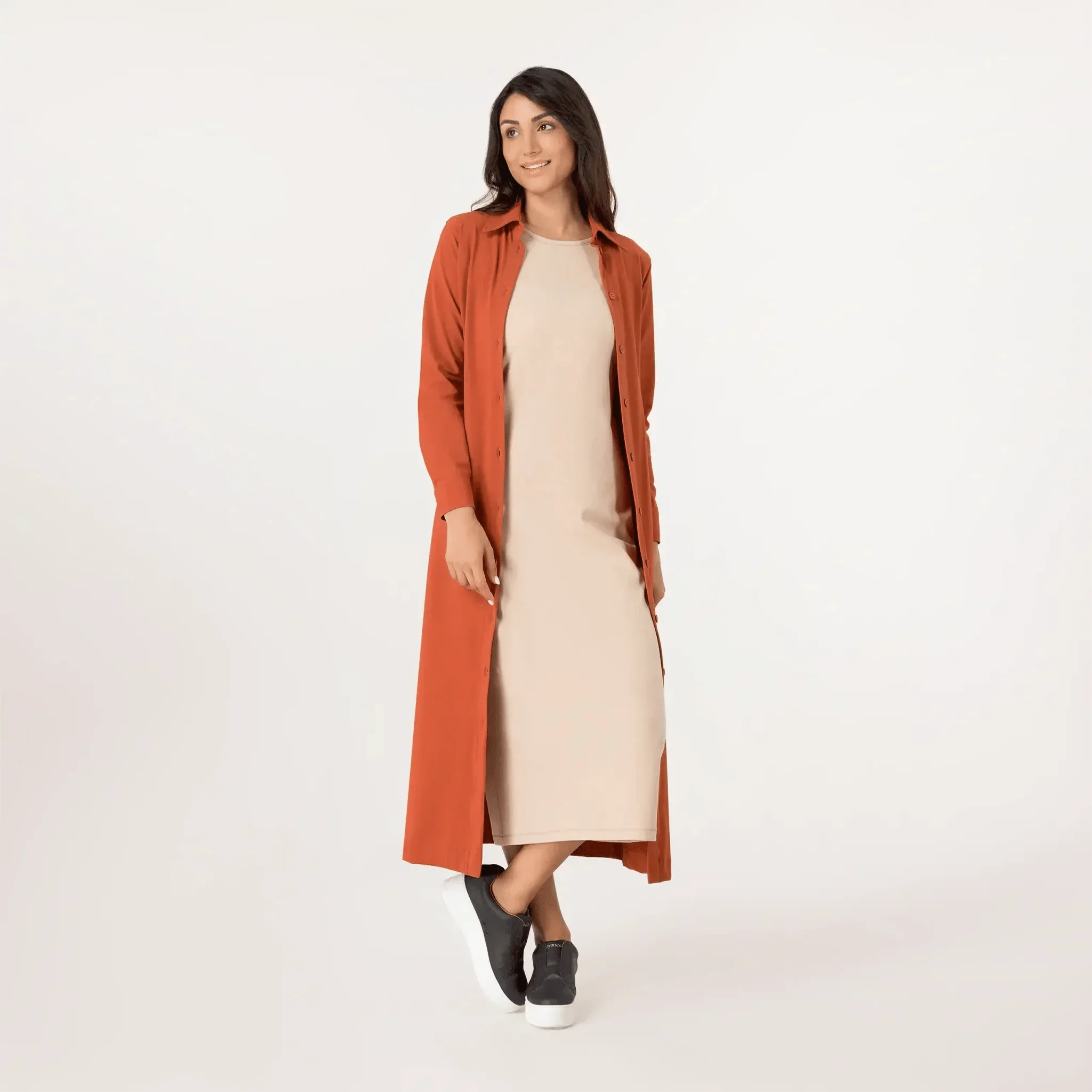 Abaya Button Front Dress - SEASONAL TURMERIC