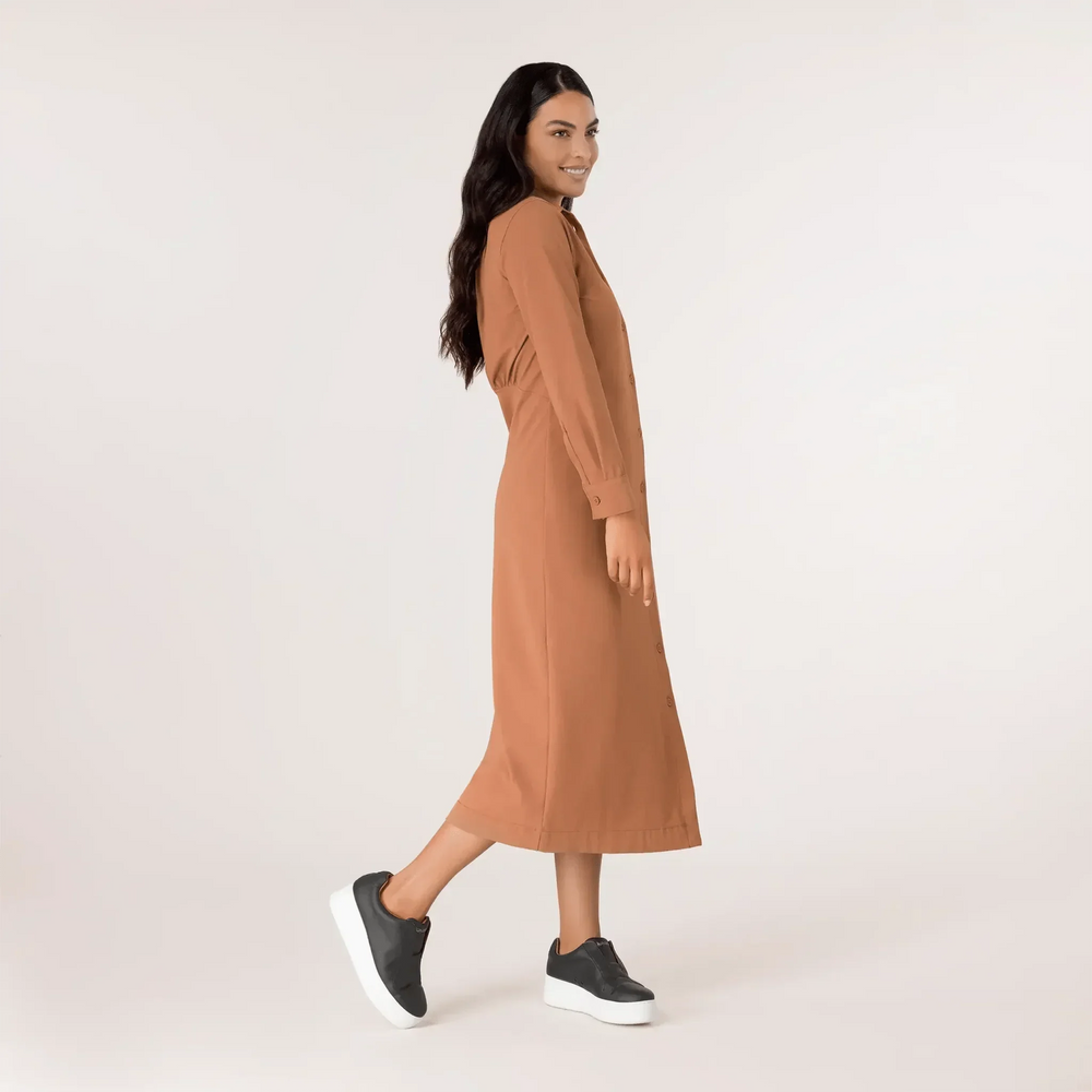 Abaya Button Front Dress - SEASONAL HAZELNUT