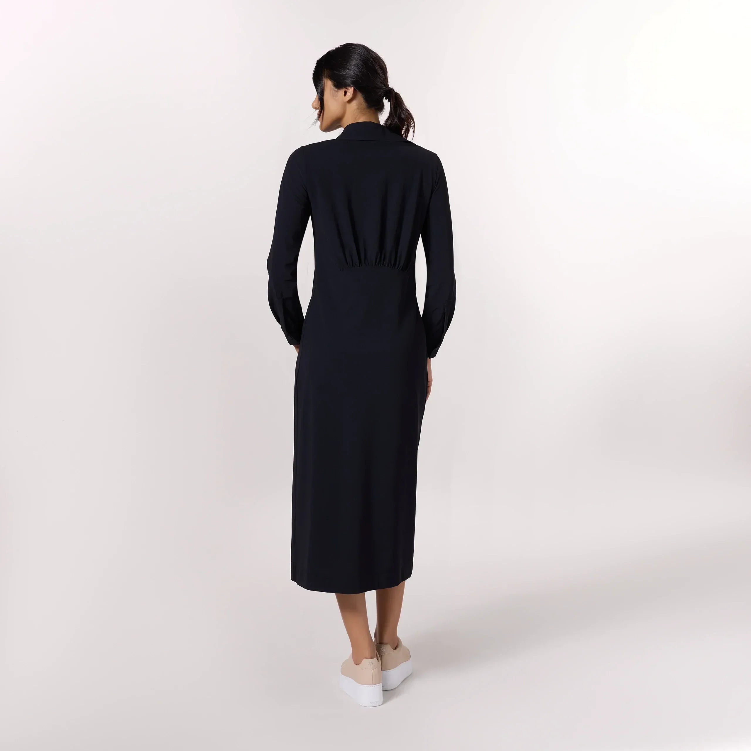 Abaya Button Front Dress - SEASONAL BLACK