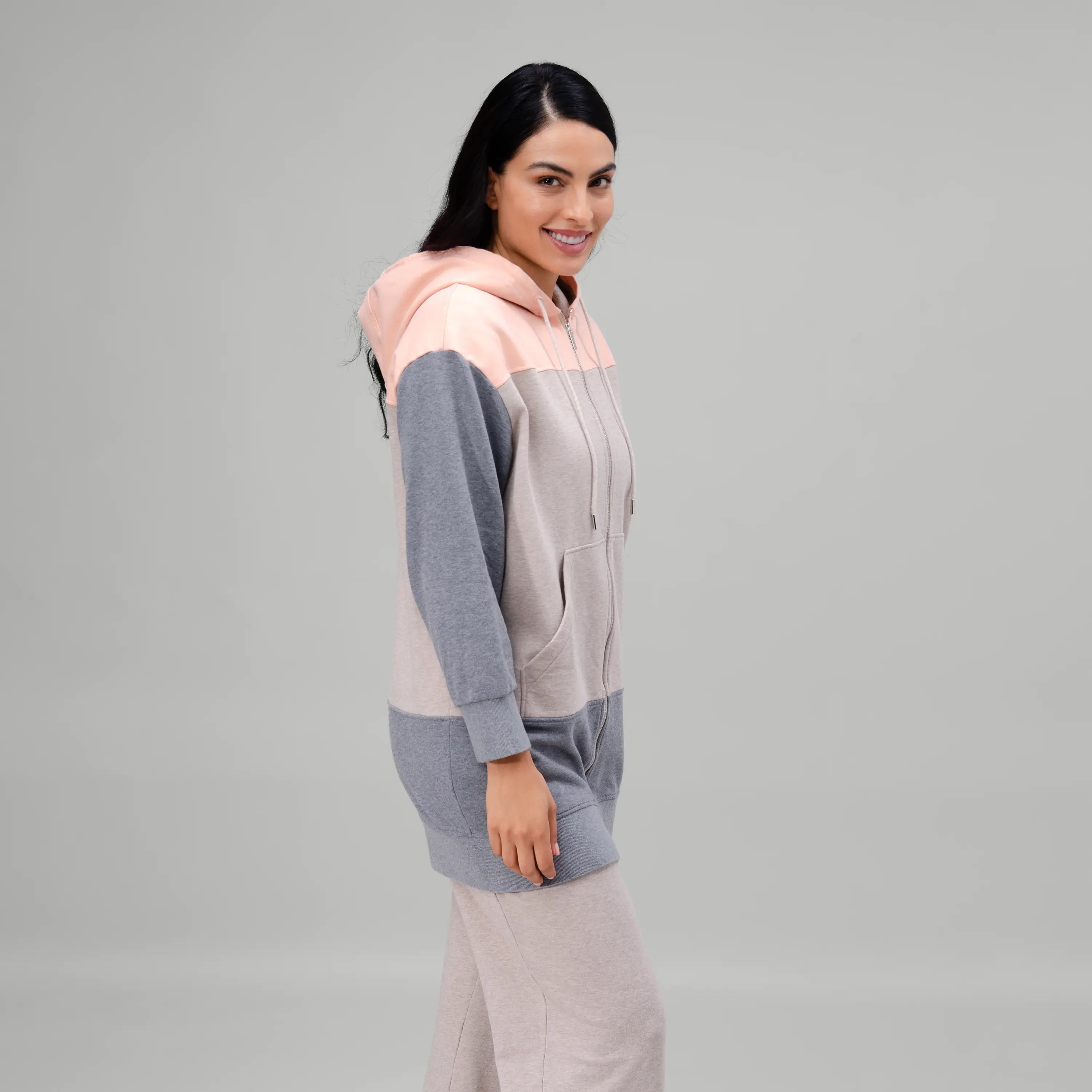 Zip Front Hoodie - SEASONAL OATMEAL MELANGE