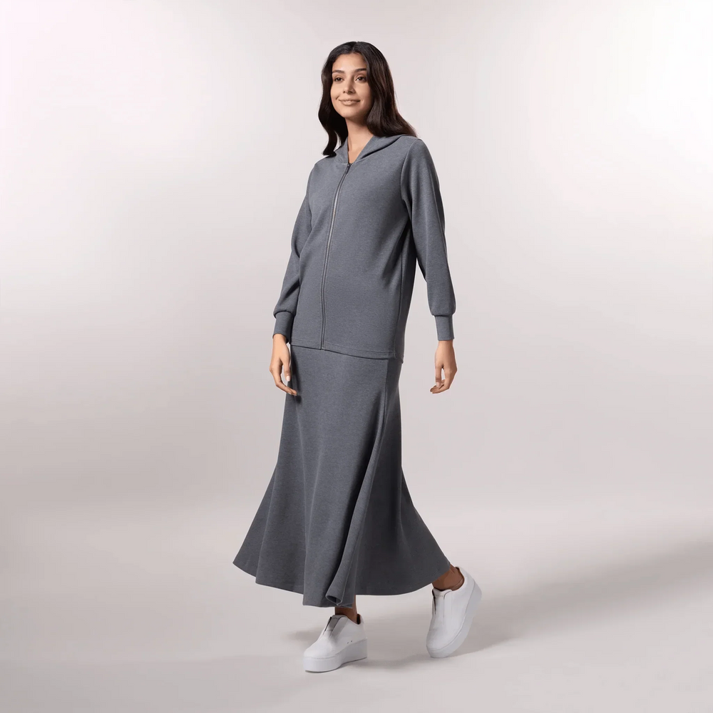 Soft Zipped Sweatshirt - SEASONAL CHARCOAL MELANGE