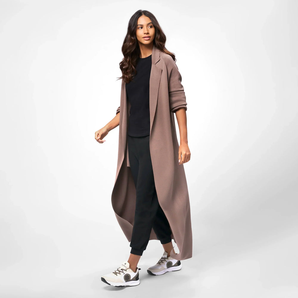 Floor-Length Knitted Coat - SEASONAL BROWN