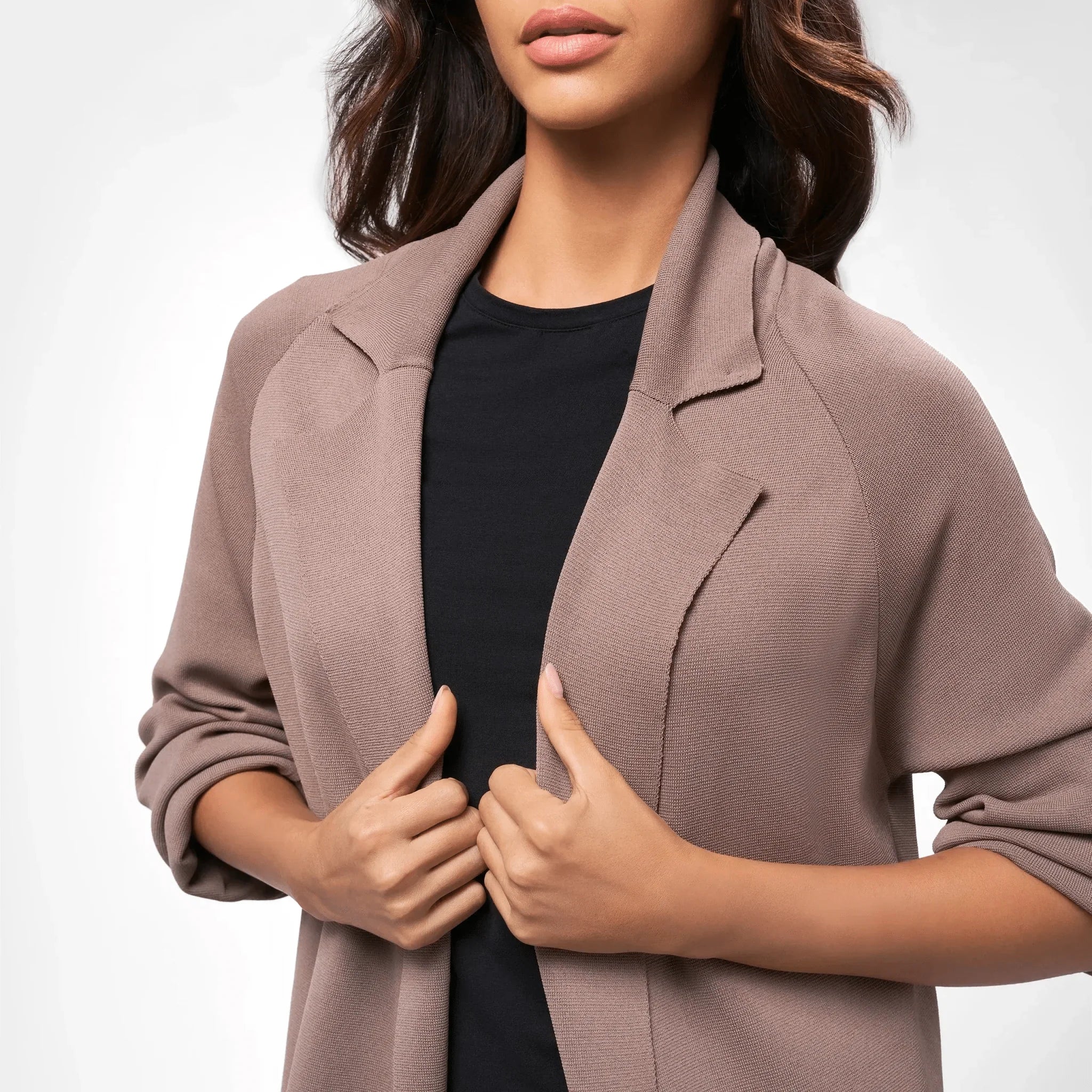 Floor-Length Knitted Coat - SEASONAL BROWN
