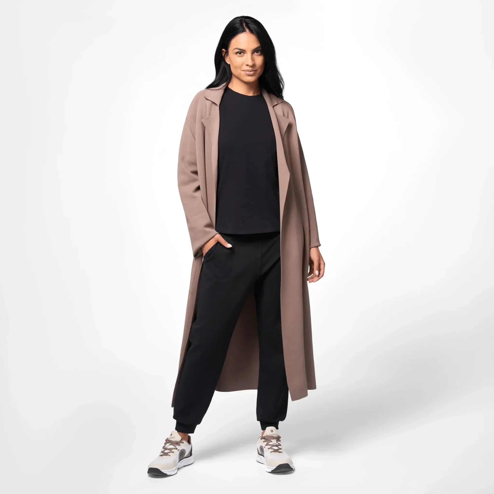 Full-Length Knitted Coat - SEASONAL BROWN