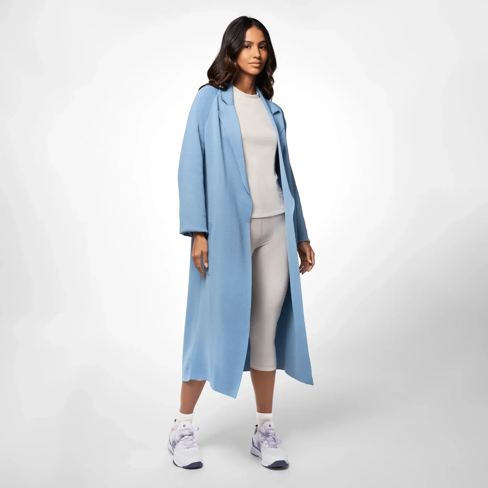 Full-Length Knitted Coat - SEASONAL LIGHT BLUE