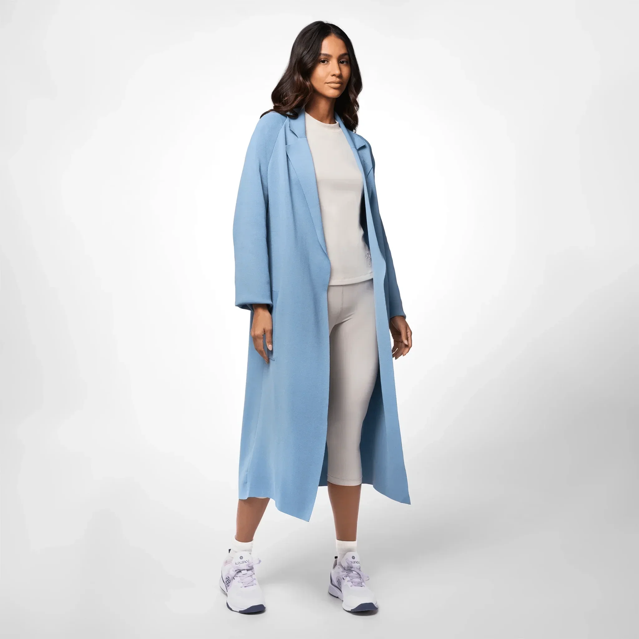 Full-Length Knitted Coat - SEASONAL LIGHT BLUE