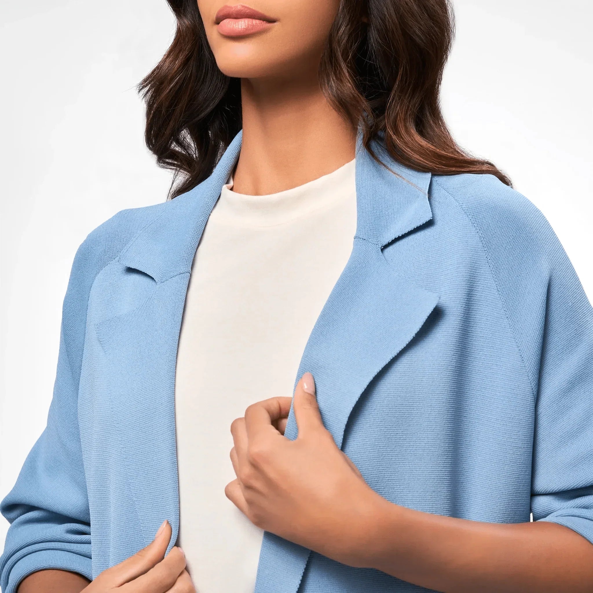 Full-Length Knitted Coat - SEASONAL LIGHT BLUE
