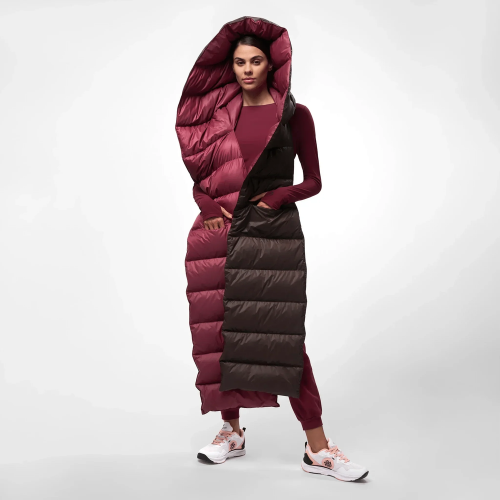 HOODED CAPE WRAP FULL LENGTH - TAWNY PORT/BRACKEN