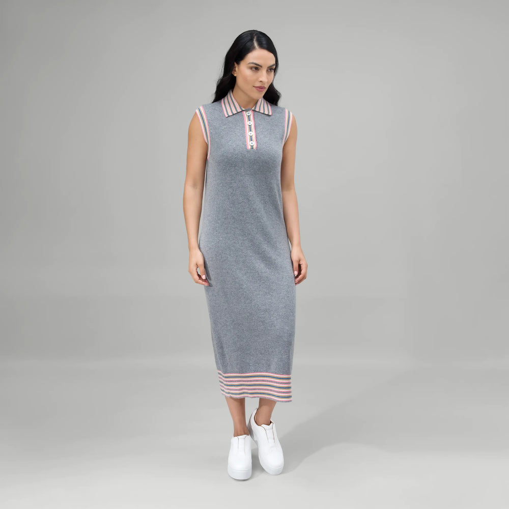 Cashmere Maxi Polo Dress - SEASONAL GREY MELANGE