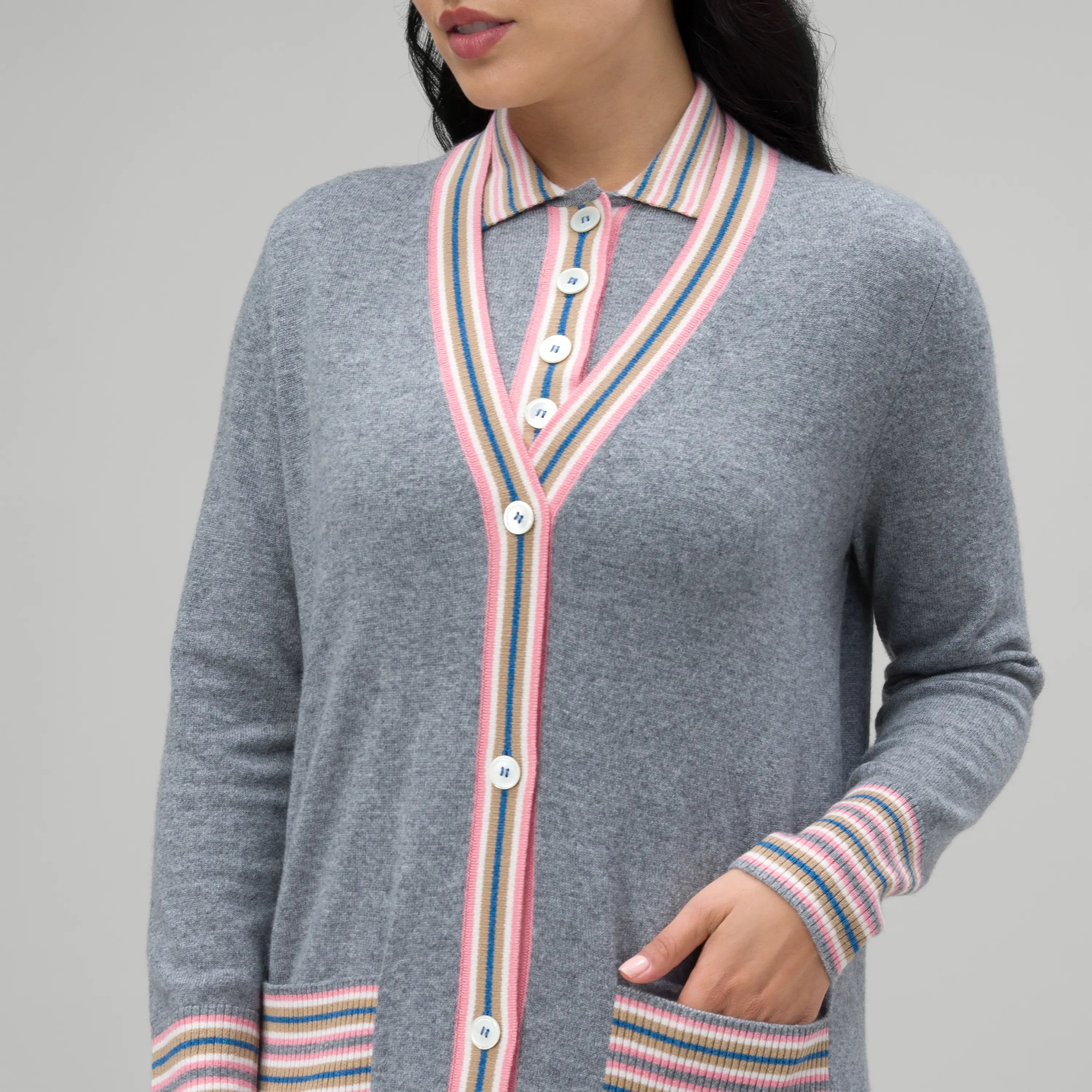 Cashmere Maxi Cardigan - SEASONAL GREY MELANGE
