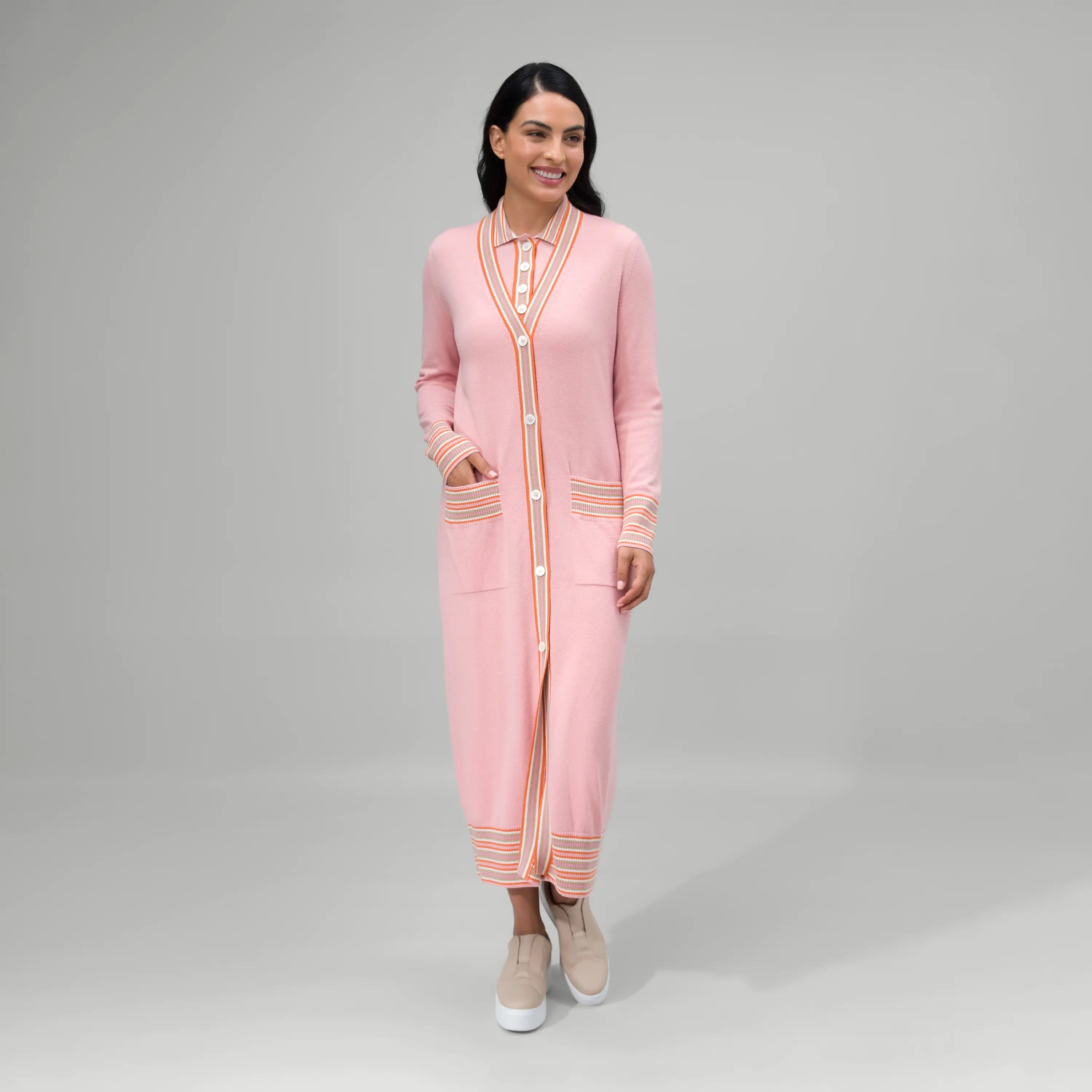 Cashmere Maxi Cardigan - SEASONAL PINK