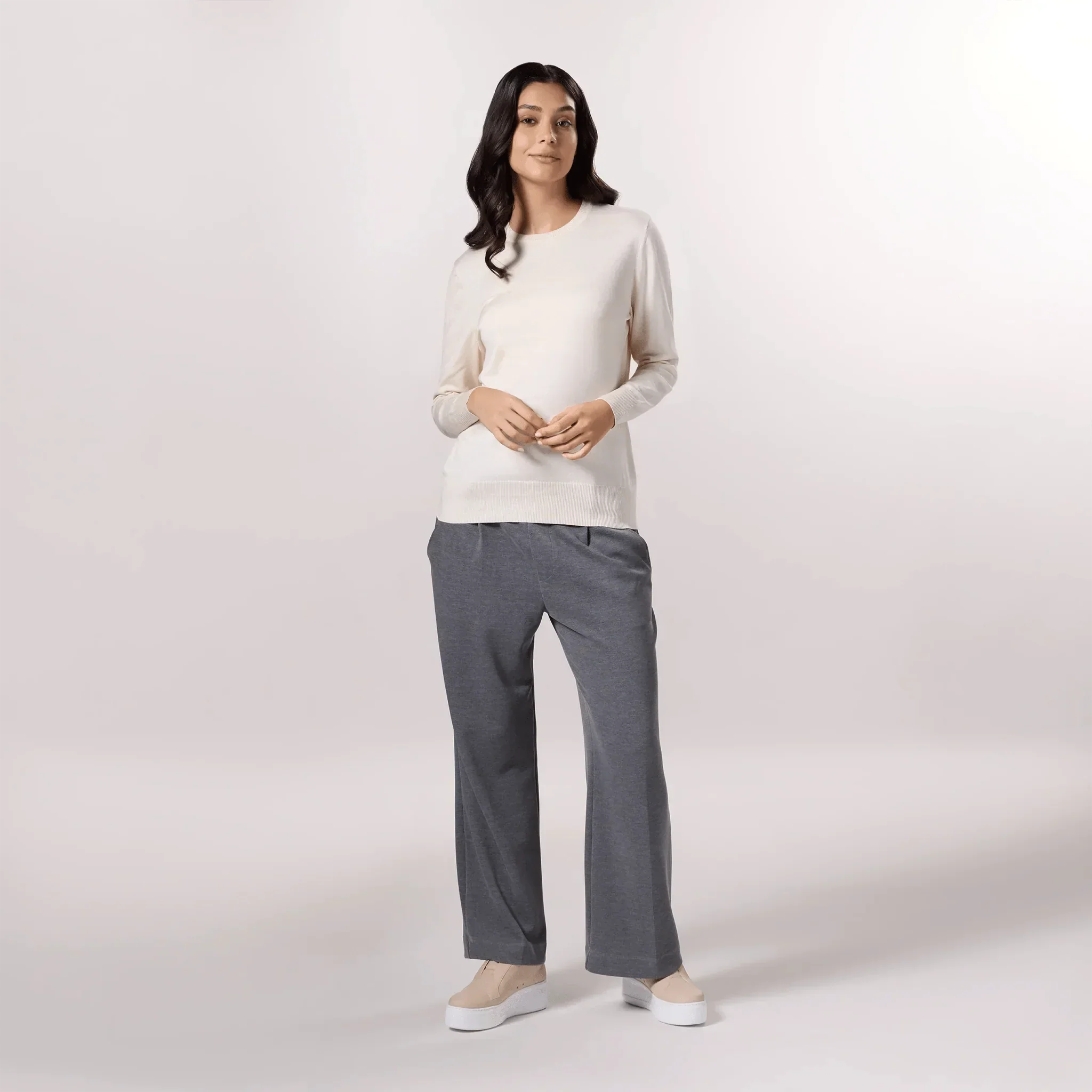 Crewneck Knit Sweater - SEASONAL IVORY