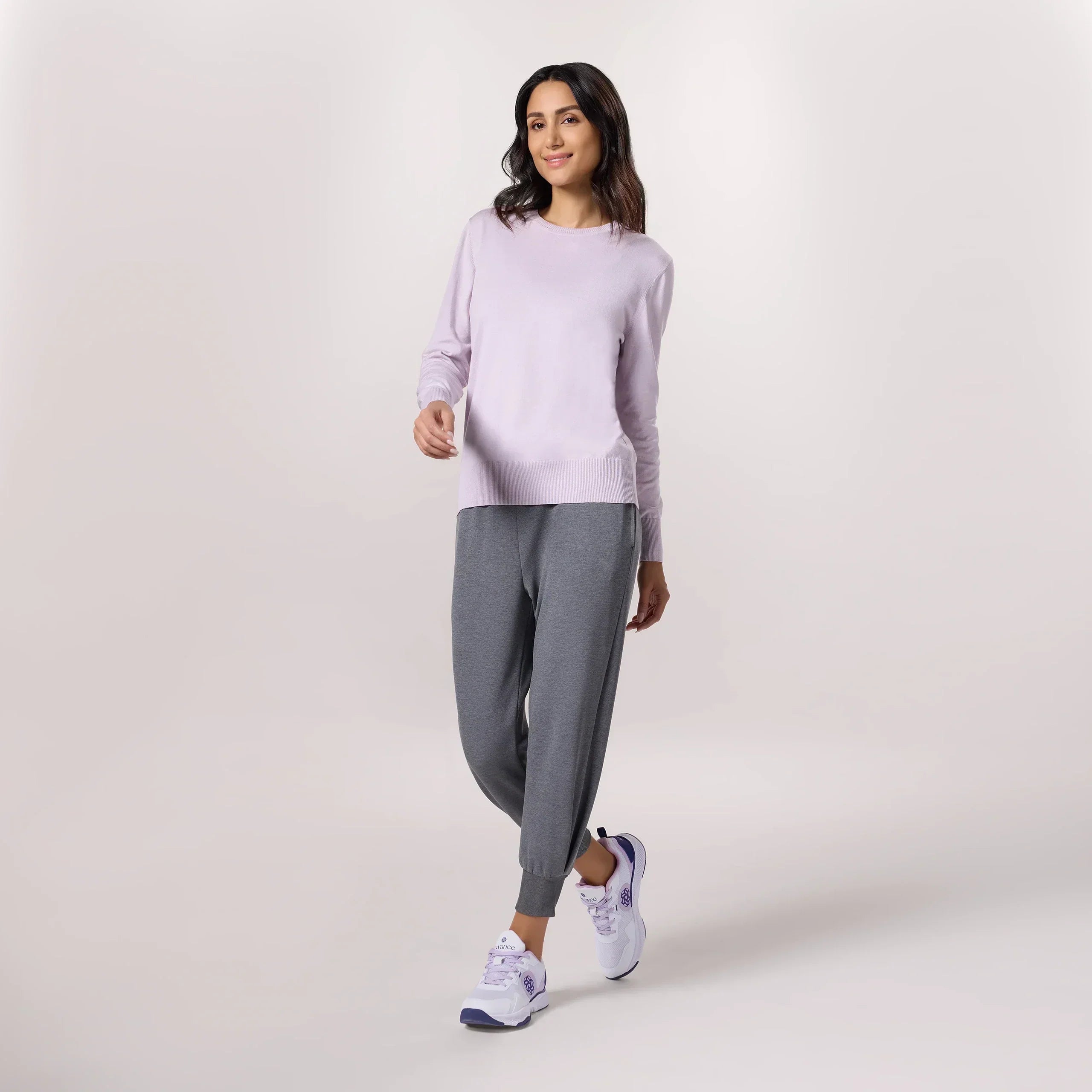 Crewneck Knit Sweater - SEASONAL LILAC