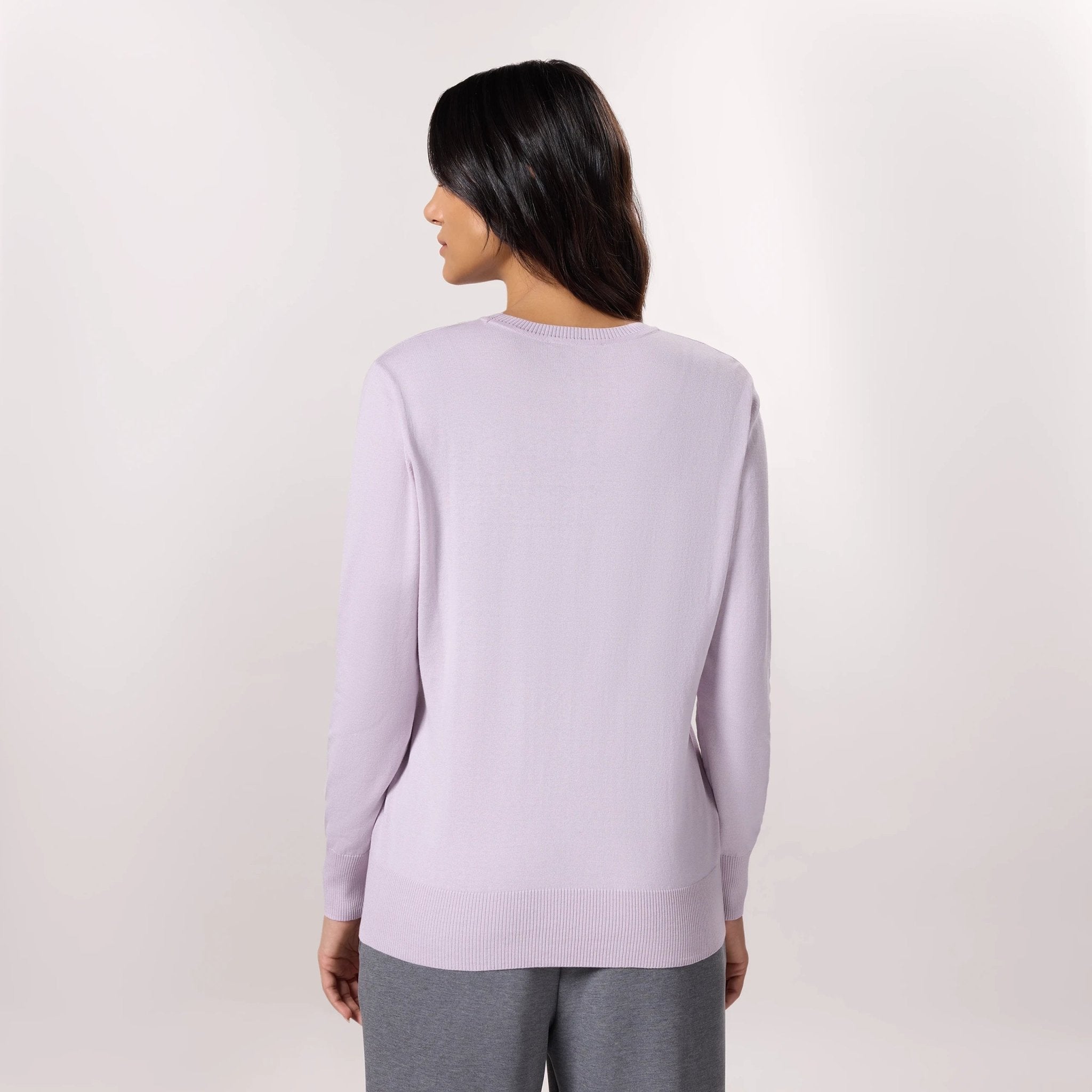 Crewneck Knit Sweater - SEASONAL LILAC