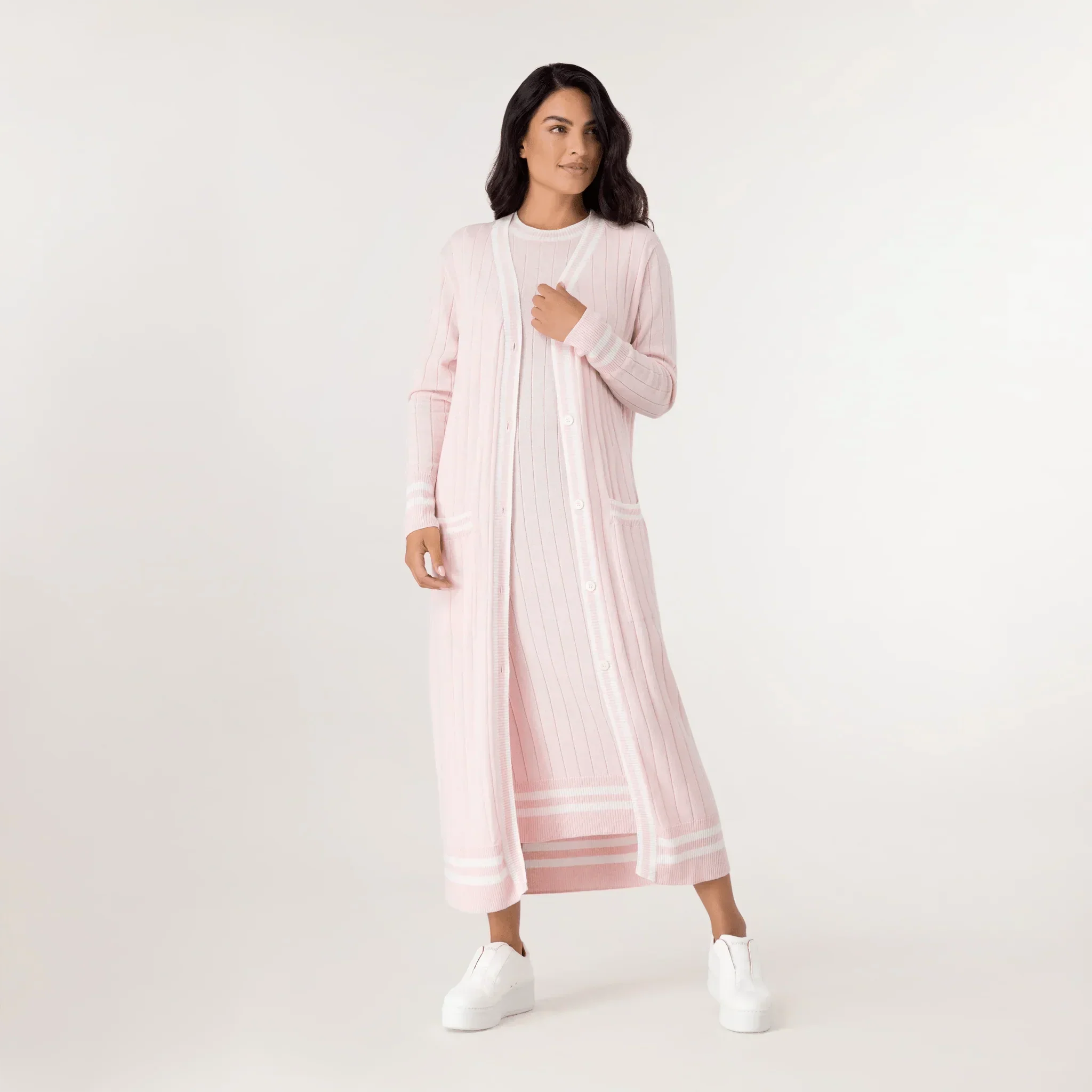 Cashmere Longline Cardigan - SEASONAL PINK