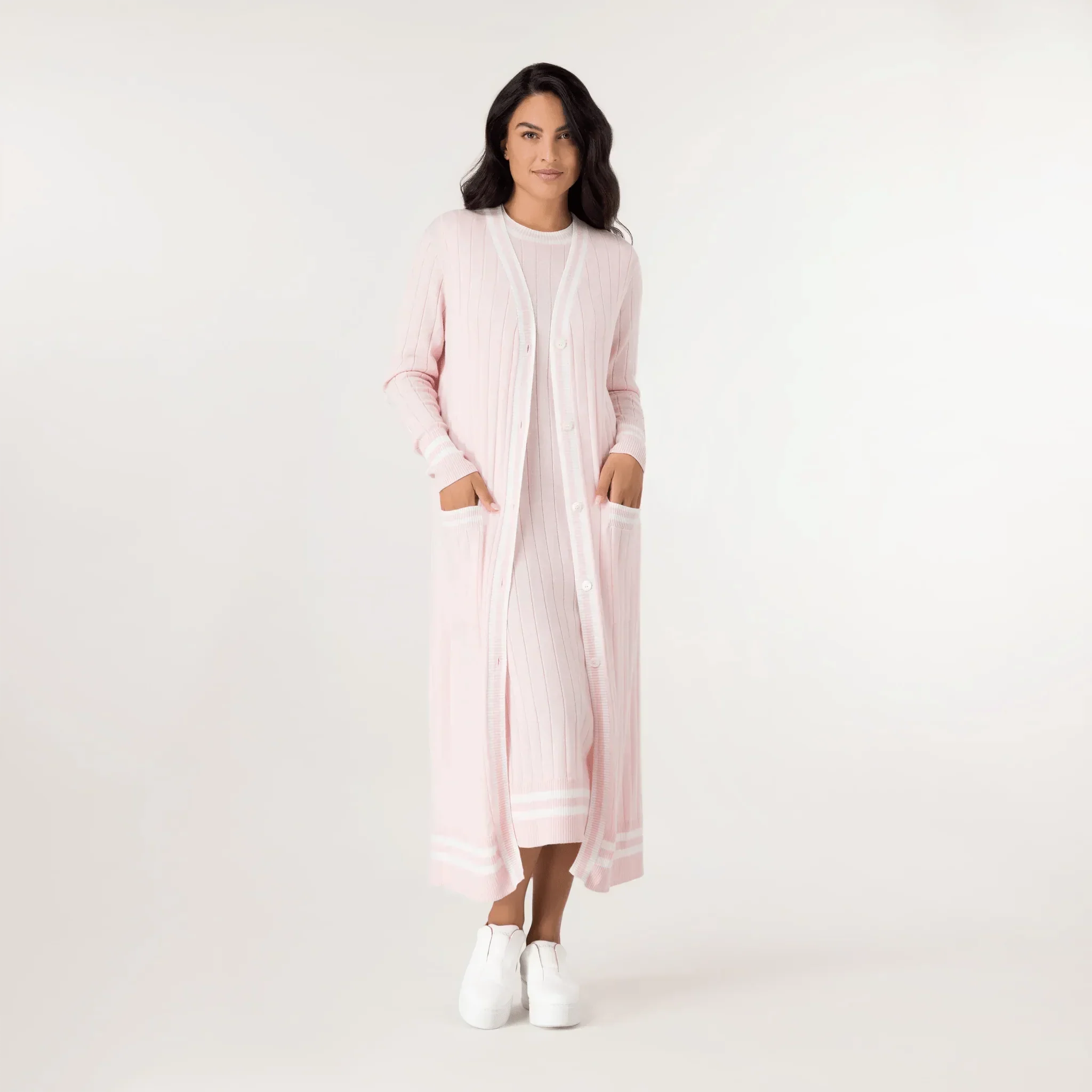 Cashmere Longline Cardigan - SEASONAL PINK