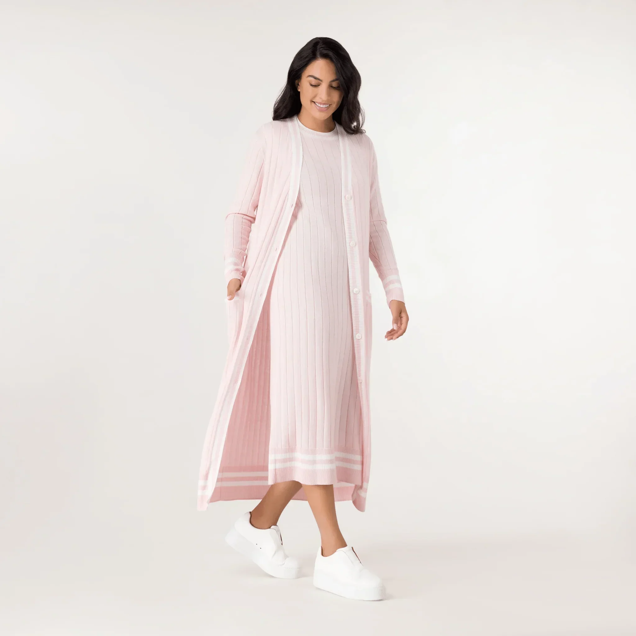 Cashmere Longline Cardigan - SEASONAL PINK
