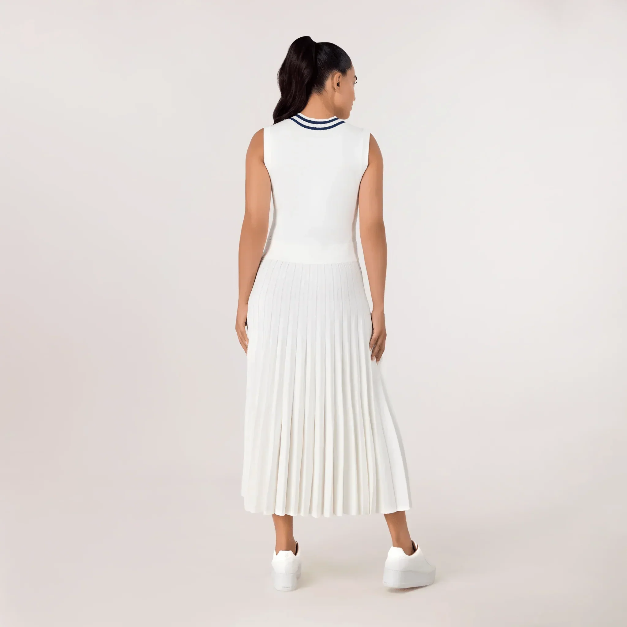 Pleated Knit Dress - SEASONAL WHITE