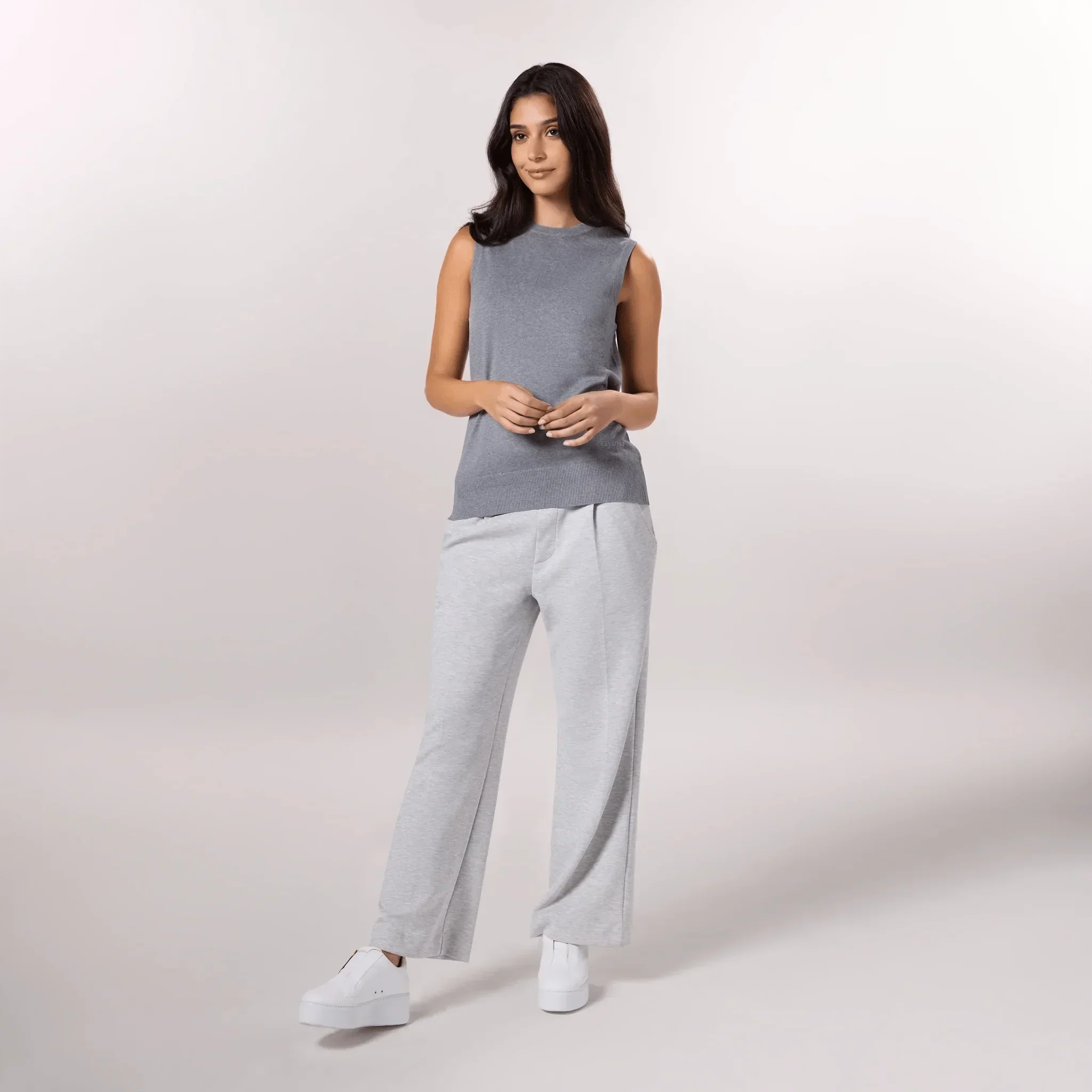 Knitted Sleeveless Sweater - SEASONAL GREY
