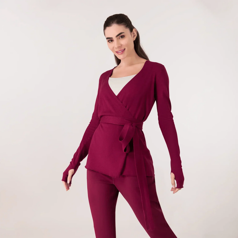 Ballerina Wrap Sweater - CORE GRAPE RED