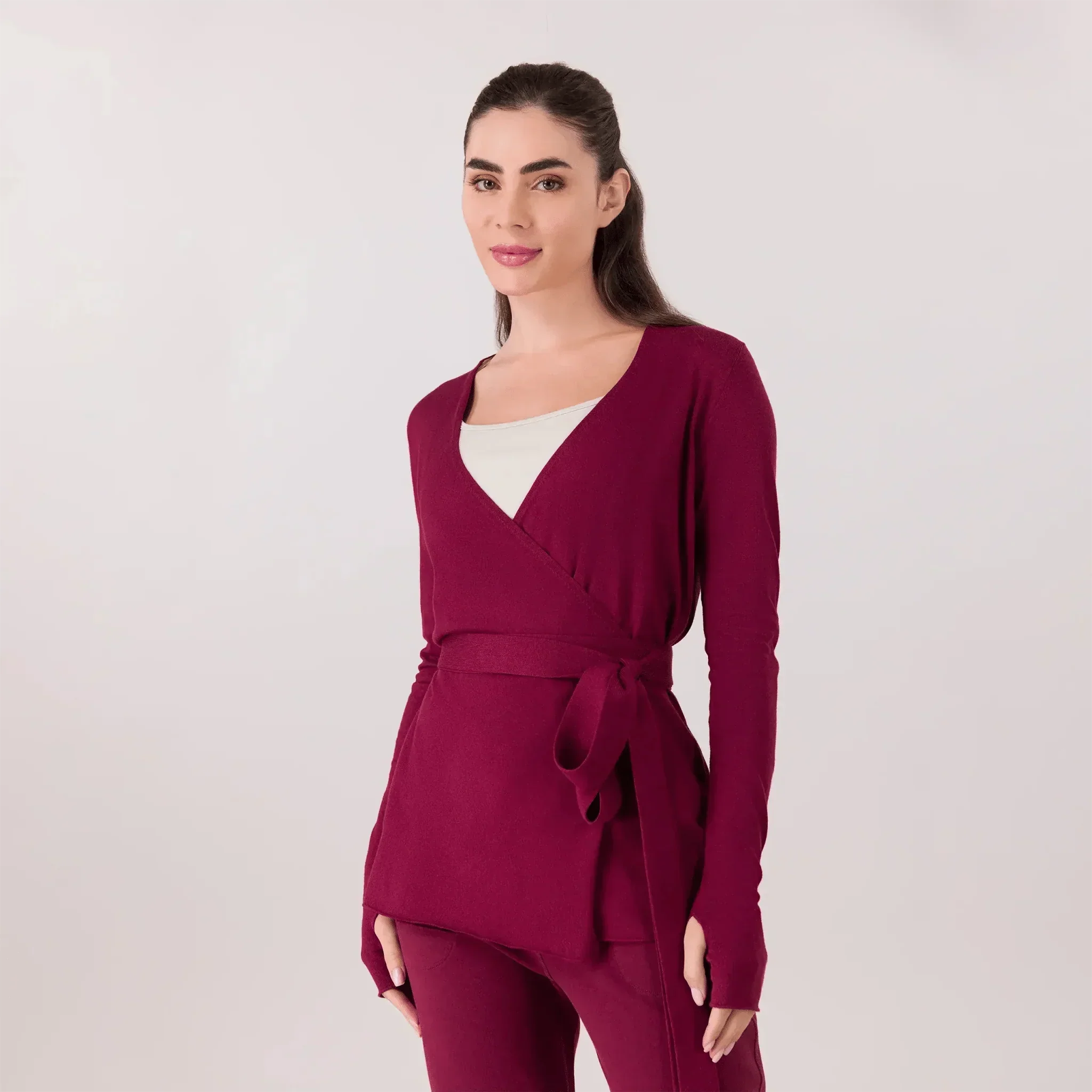 Ballerina Wrap Sweater - CORE GRAPE RED