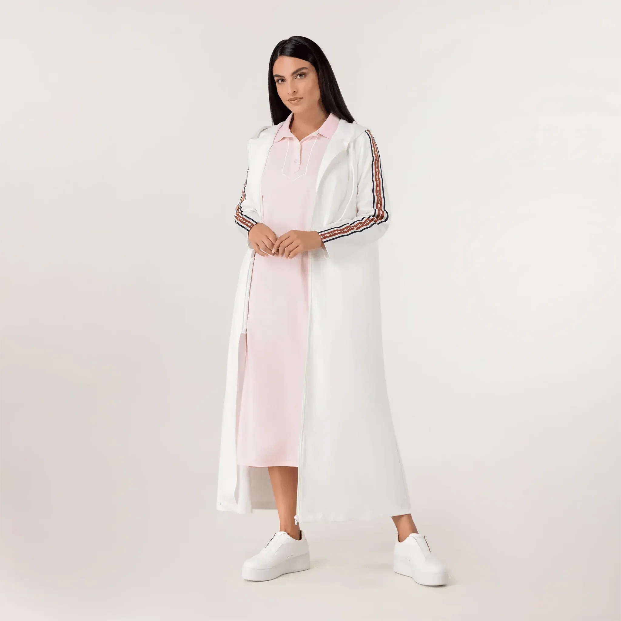 Kayanee Track Abaya - SEASONAL WHITE