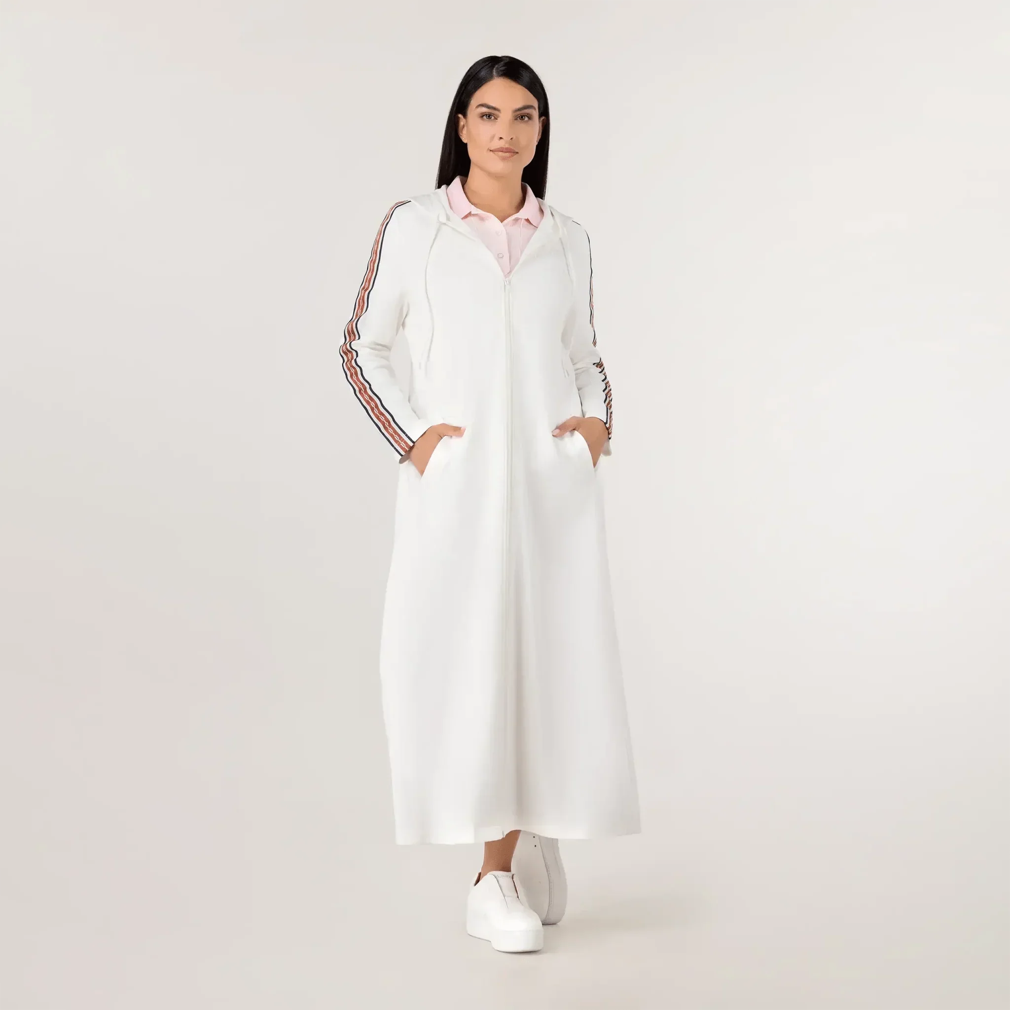 Kayanee Track Abaya - SEASONAL WHITE