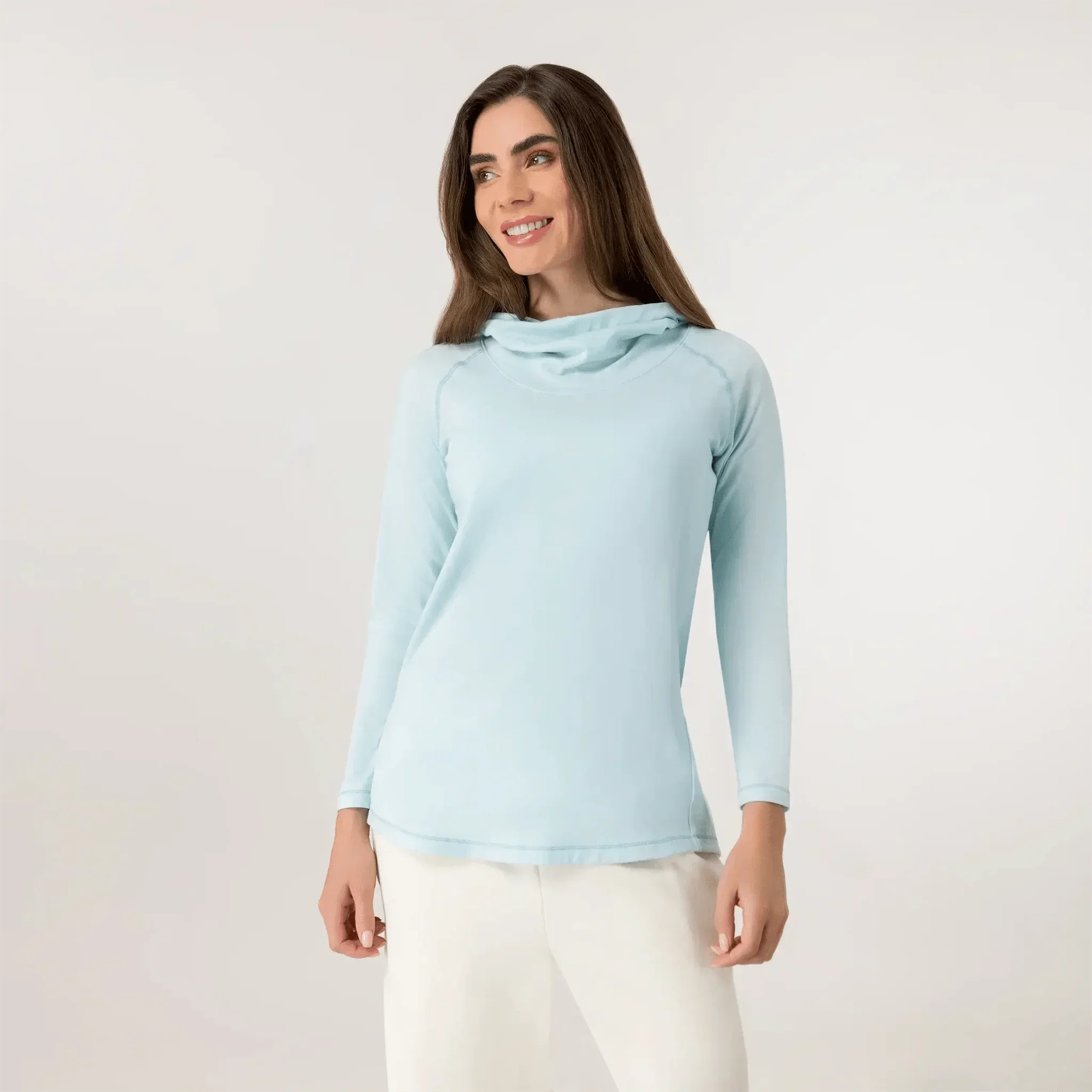 Hooded Long Sleeve Top - SEASONAL LIGHT BLUE