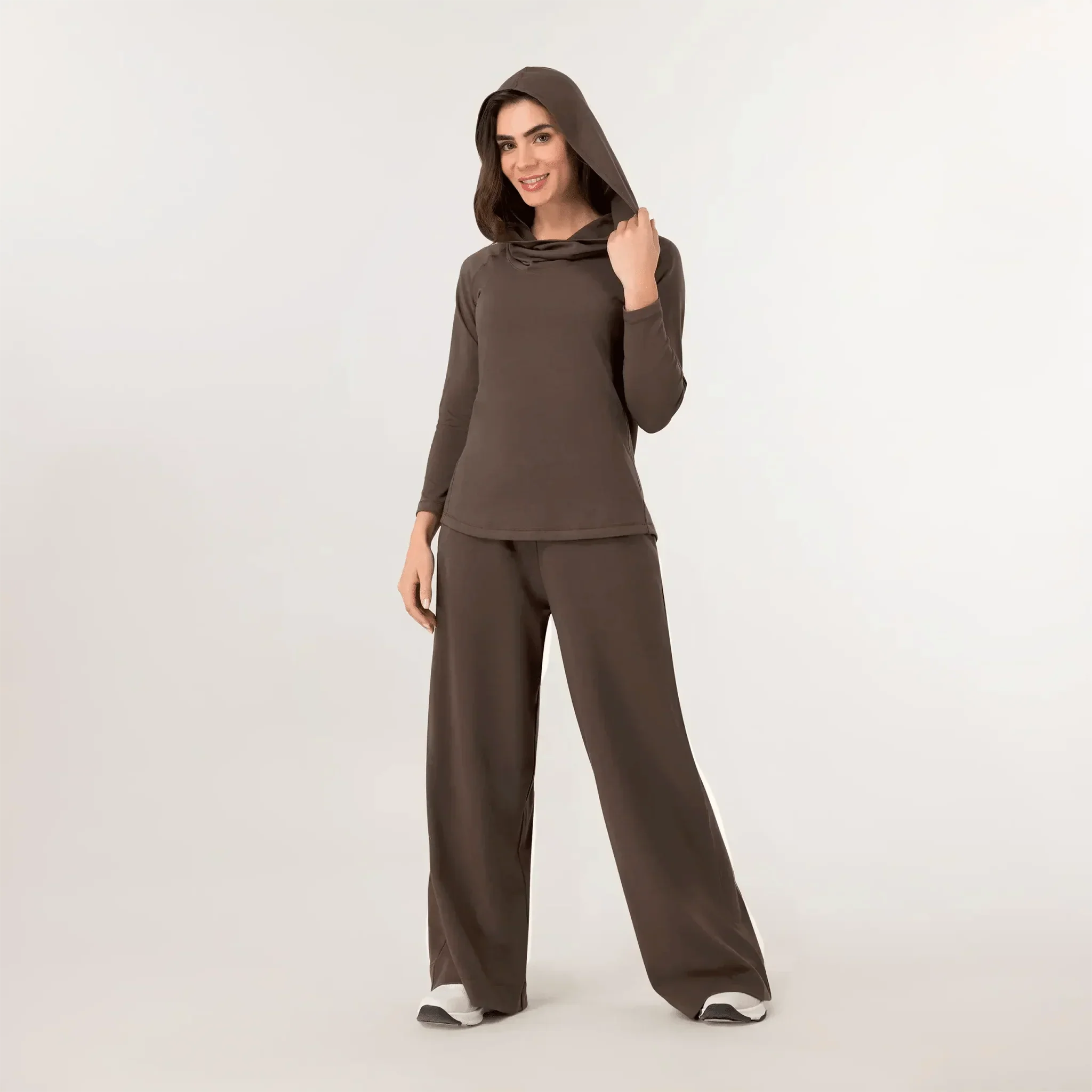 Hooded Long Sleeve Top - SEASONAL CHOCOLATE