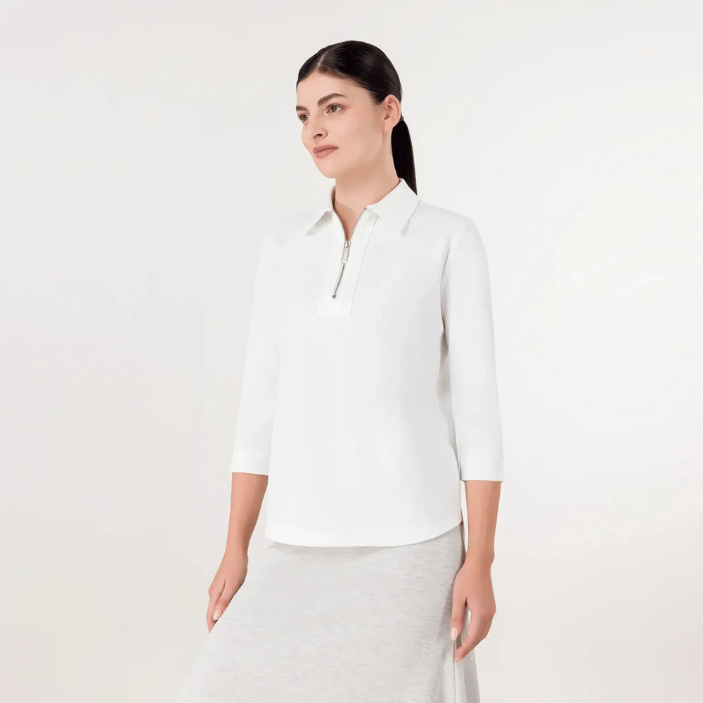 Half-Zip Polo Top - SEASONAL WHITE