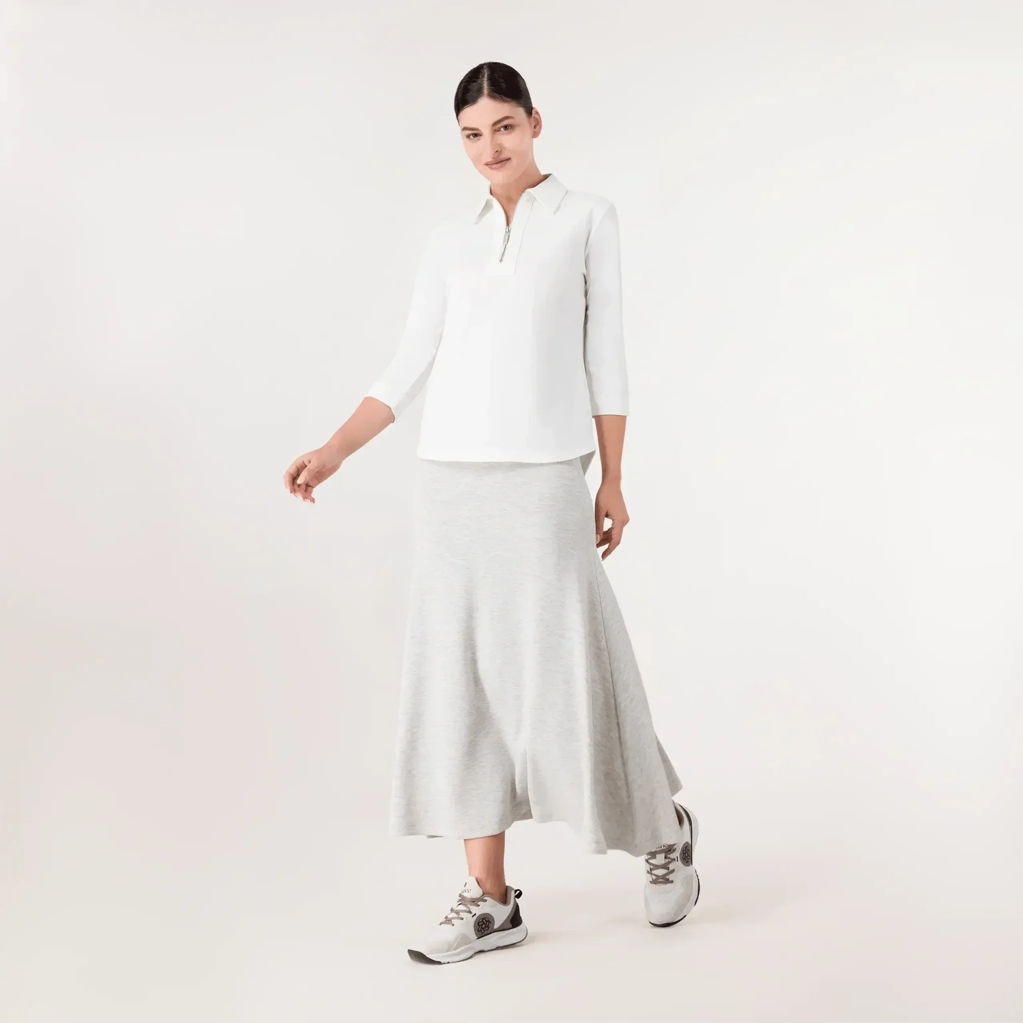 Half-Zip Polo Top - SEASONAL WHITE