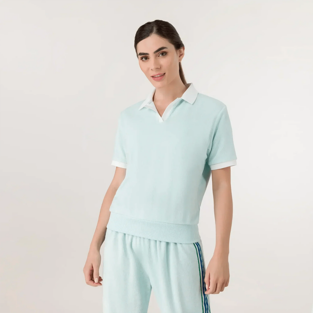 Velour Polo Top - SEASONAL LIGHT BLUE